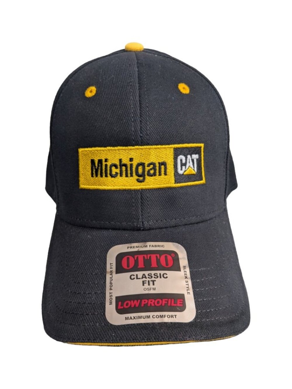 Michigan CAT Caterpillar Adjustable Strapback Baseball Hat Black Yellow OTTO